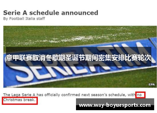 意甲联赛取消冬歇期圣诞节期间密集安排比赛轮次