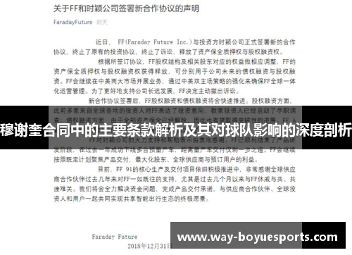 穆谢奎合同中的主要条款解析及其对球队影响的深度剖析